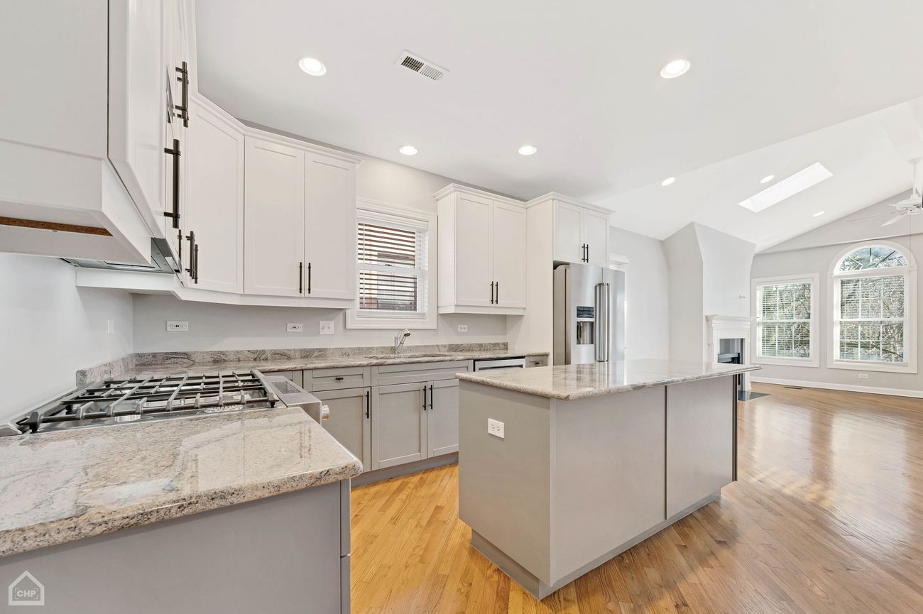 Damen Ave Condo — kitchen, second angle with gas range